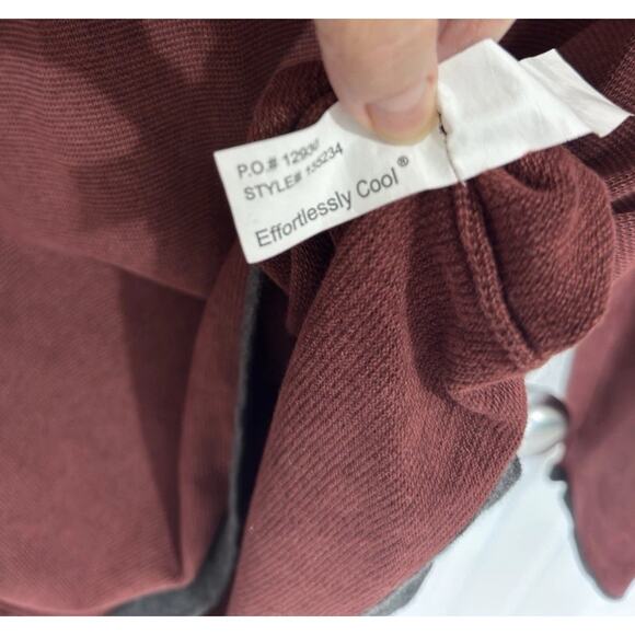 Carbon 2 Cobalt Mens L Burgundy Gray Trim Cotton 1/4 Zip Pullover Sweater Fall - Picture 7 of 7